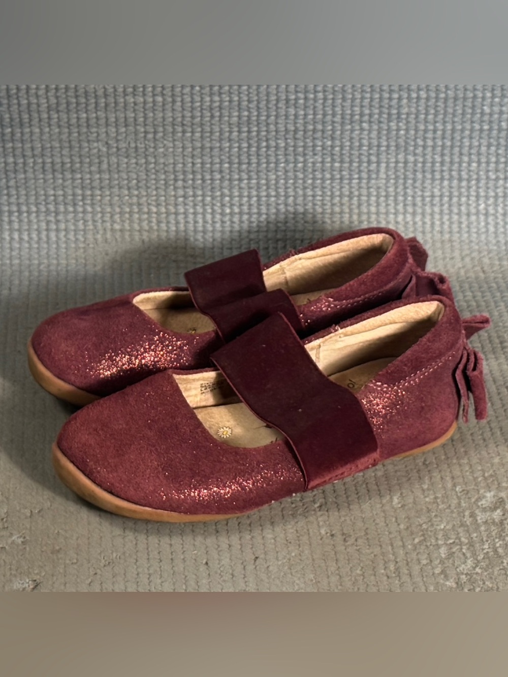 Livie & Luca Ballet Bows Flat Burgundy Shimmer Suede Shoes Toddler Size 8C